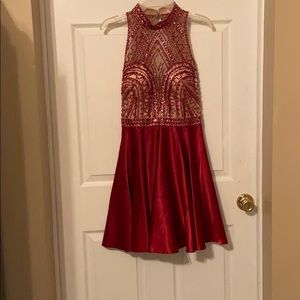 A maroon dress